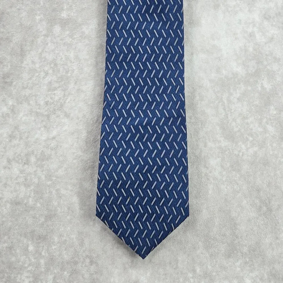Nubio Blue Silver Diamond Stripe Geometric Silk Executive Neck Tie Men's - Picture 1 of 7